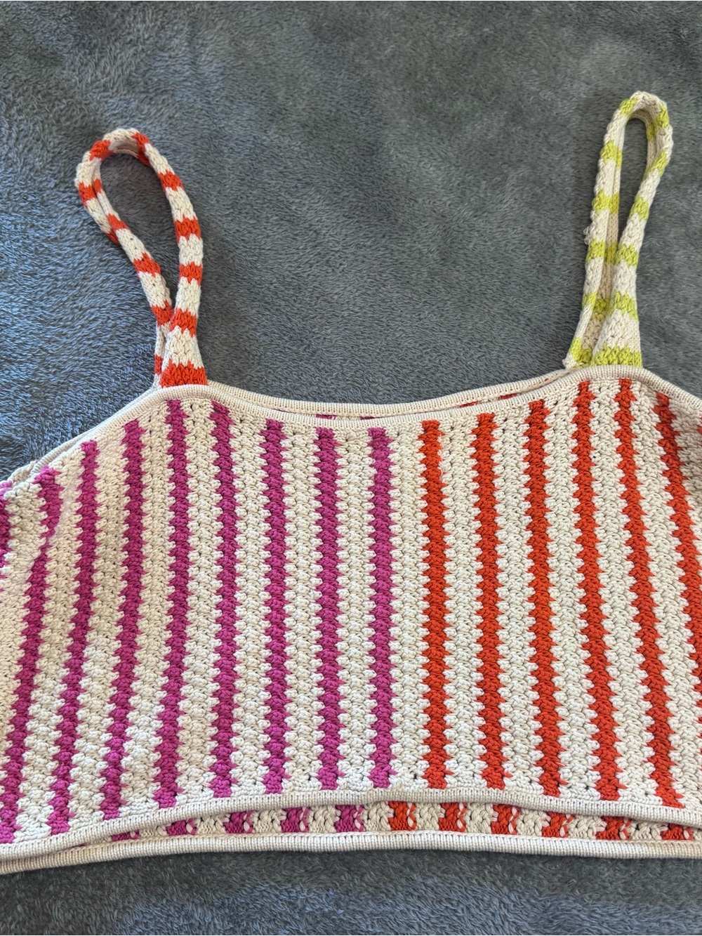 Future Collective Striped Crochet top - Pink & Orange